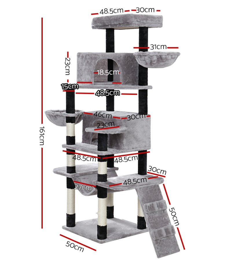 Cat Tree 161cm Tower Scratching Post Scratcher Wood Condo House Play Bed