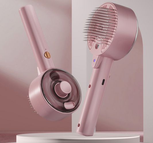 Pink Rechargeable Pet Grooming Brush with UVC Steriliser & Mist Spray